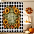 thumbnail image 5 of Happy Fall Shower Curtains for Bathroom, Botanical Sunflower Black Checked Thanksgiving Waterproof Fabric Shower Curtain, Decorative Bathroom Curtain for Bathtub, 72"x72", No Hooks Included, 5 of 9