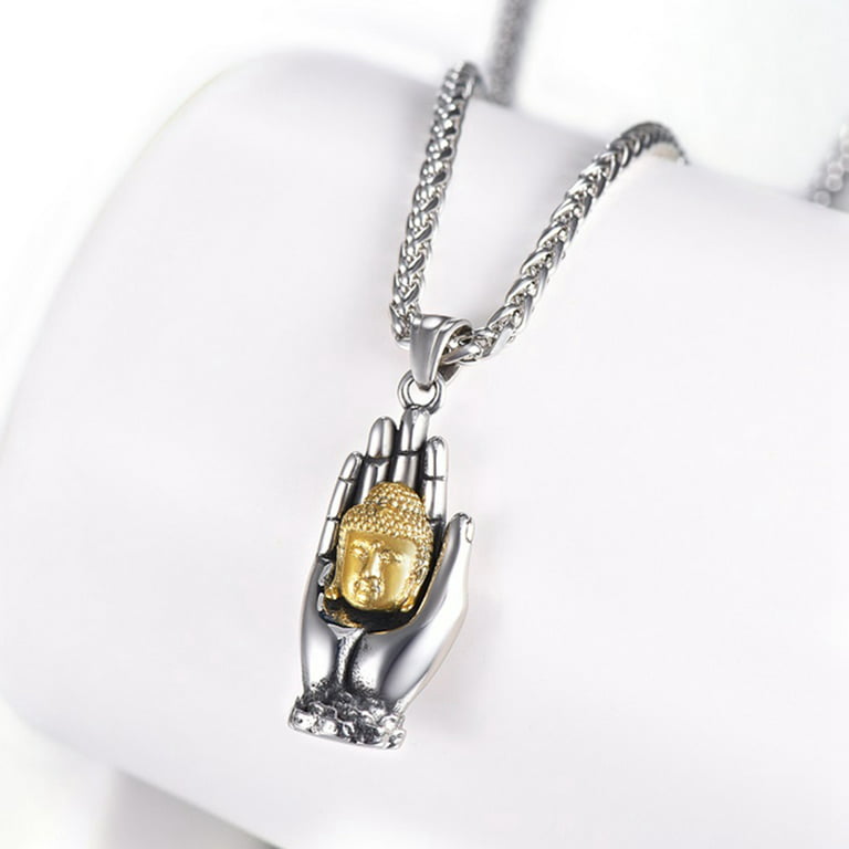 Hip Hop Stainless Steel Jewelry Crystal Pendant Buddha Necklace