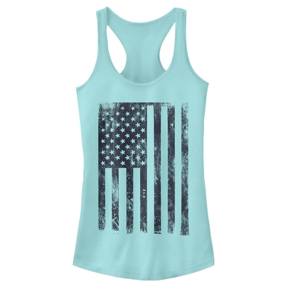 Junior's Lost Gods 4th of July Distressed Flag  Racerback Tank Top Cancun Small