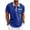 Blue, variant on Men's Top Solid Color Casual Waffle Knit Short Sleeved Half Zipper Stand Collar Shirt White M