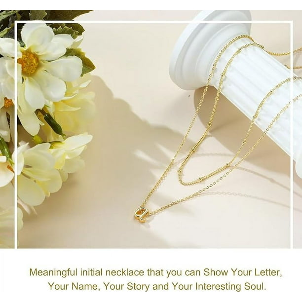 14K Gold Plated Letter A Z Pendant Necklace Tiny Initial Necklace Personalized Monogram Layered Gold Initial Necklaces for Women Girls Jewelry Walmart