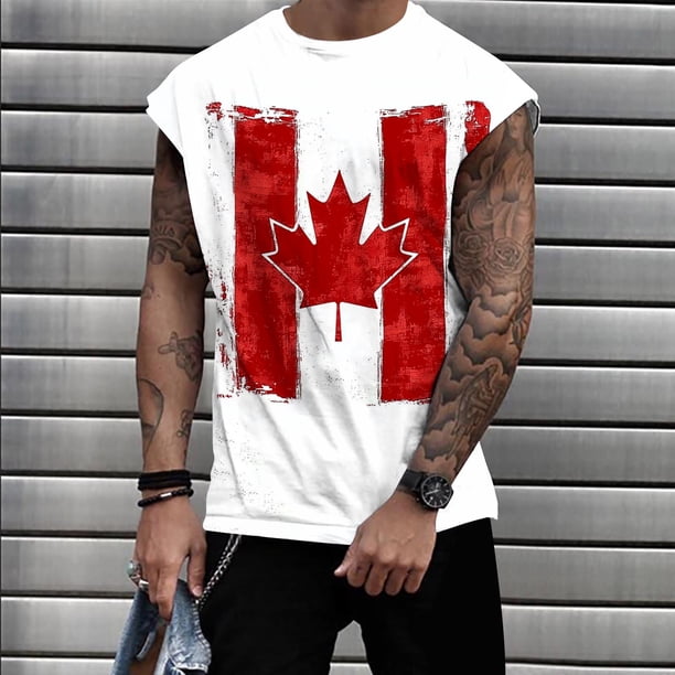 Camiseta sin mangas de cuello redondo para hombre, informal, a la moda, con estampado, sin mangas, deportiva, de poliéster