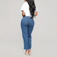thumbnail image 3 of Vedolay Casual Trousers Womens High Waisted Wide Leg Jeans Regular Fit Button Up Denim Pants,Dark Blue S, 3 of 5