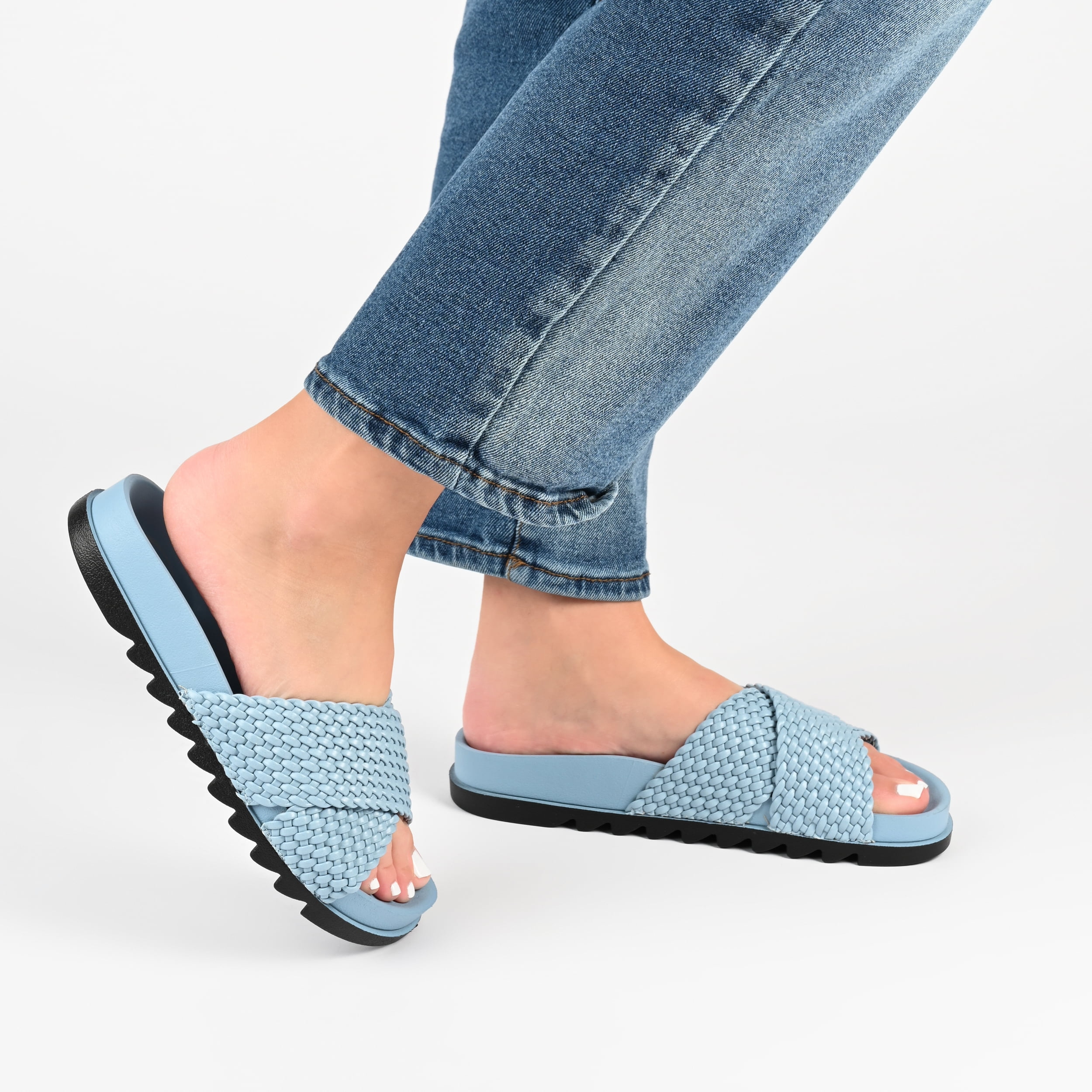 Journee Collection Womens Gretie Flatform Treaded Slide Sandal