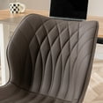 thumbnail image 3 of YOUNIKE Armless Office Chair, Faux Leather Desk Chair with Wheels, Upholstered Task Chair, High Back Swivel Rolling Chair, Height Adjustable, Brown Same-Colored Bottom, 3 of 14