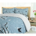 thumbnail image 5 of Ambesonne Snowy Trees Duvet Cover Sets, Birds Snowflakes, 2-Queen, Blue Grey Charcoal Grey, 5 of 7