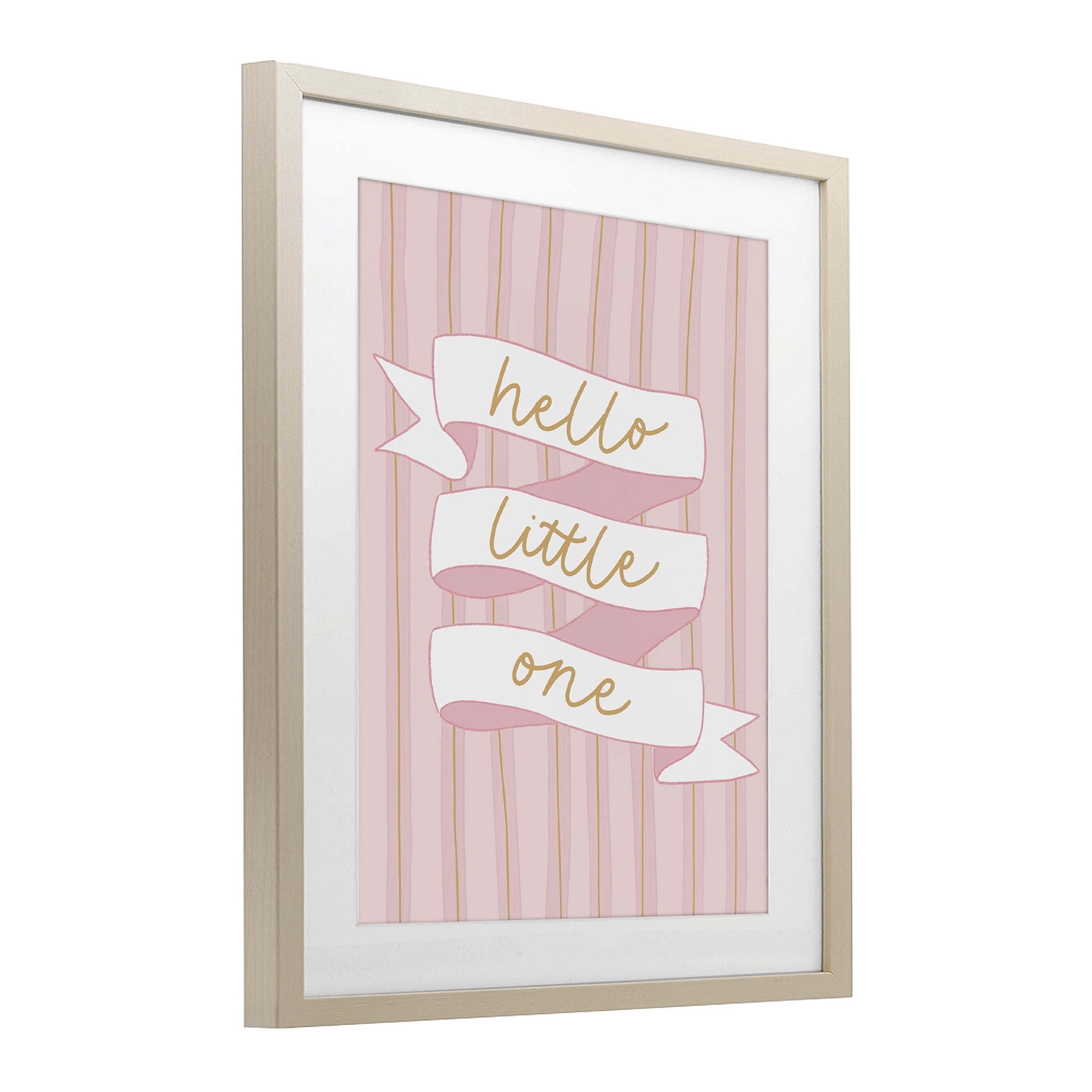 Stupell Industries Pink Hello Little One Birch Framed Print Under Glass, design by Amanda Houston