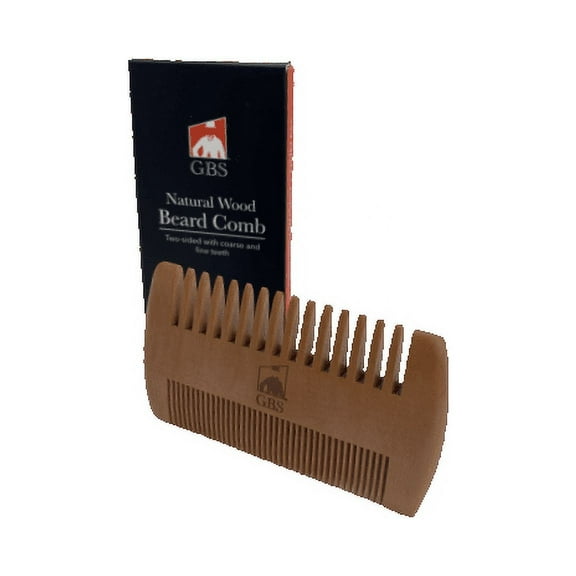 GBS 4 Sided Beard Comb Natural Wood Durable Handle Bamboo All Fine/Course Fine. Works Great for Balm Oil Wax Leave-in Conditioner.