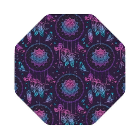 

Pofeuu Purple Dreamcatcher1 Print Leather Coasters Set of 6 Round Cups Mugs Mat Pad for Home Kitchen Heat Resistant Drink Coasters Octagon