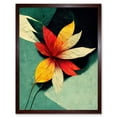 thumbnail image 1 of Abstract Flowers Teal Red Yellow Art Print Framed Poster Wall Decor 12x16 inch, 1 of 5