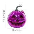 thumbnail image 3 of Halloween Sparkling Mirror Glass Pumpkin Decor High Gloss Reflective Tile Ornament Faux Stem Pumpkin Statue for Tabletop Mantel Fall Harvest Home Decoration, 3 of 7