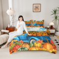 thumbnail image 4 of Homewish Botanical Sunflower Pumpkin 2pcs Bedding Comforter Set For Teens Boys Girls,Blue Truck Twin Comforter Sets,Happy Autumn Harvest Breathable Bedding Set,Lightweight Room Decor,Reversible, 4 of 8