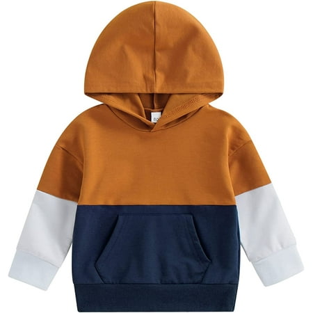 

PIKADINGNIS Toddler Baby Boys Color Block Hoodies Pullover Tops Long Sleeve Color Block Hooded Sweatshirts Fall Winter Clothes