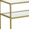 thumbnail image 2 of Kin 39 Inch Sofa Console Table, Metal Frame, Tempered Glass Shelves, Gold, 2 of 5