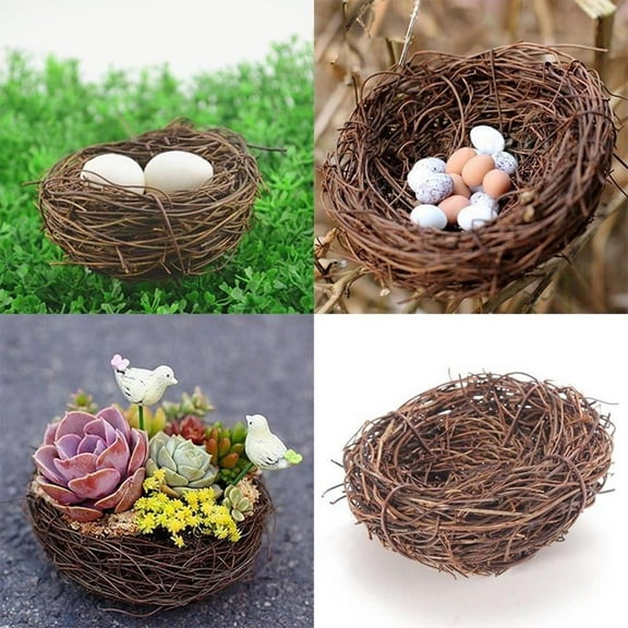 Ludlz 12/10/8/6 cm Artificial Bird Nest Birdhouses Garden Nature Art Craft Wedding Home Decoration - Vine Bird Nest House Home Decoration Craft Photo Prop Ornament
