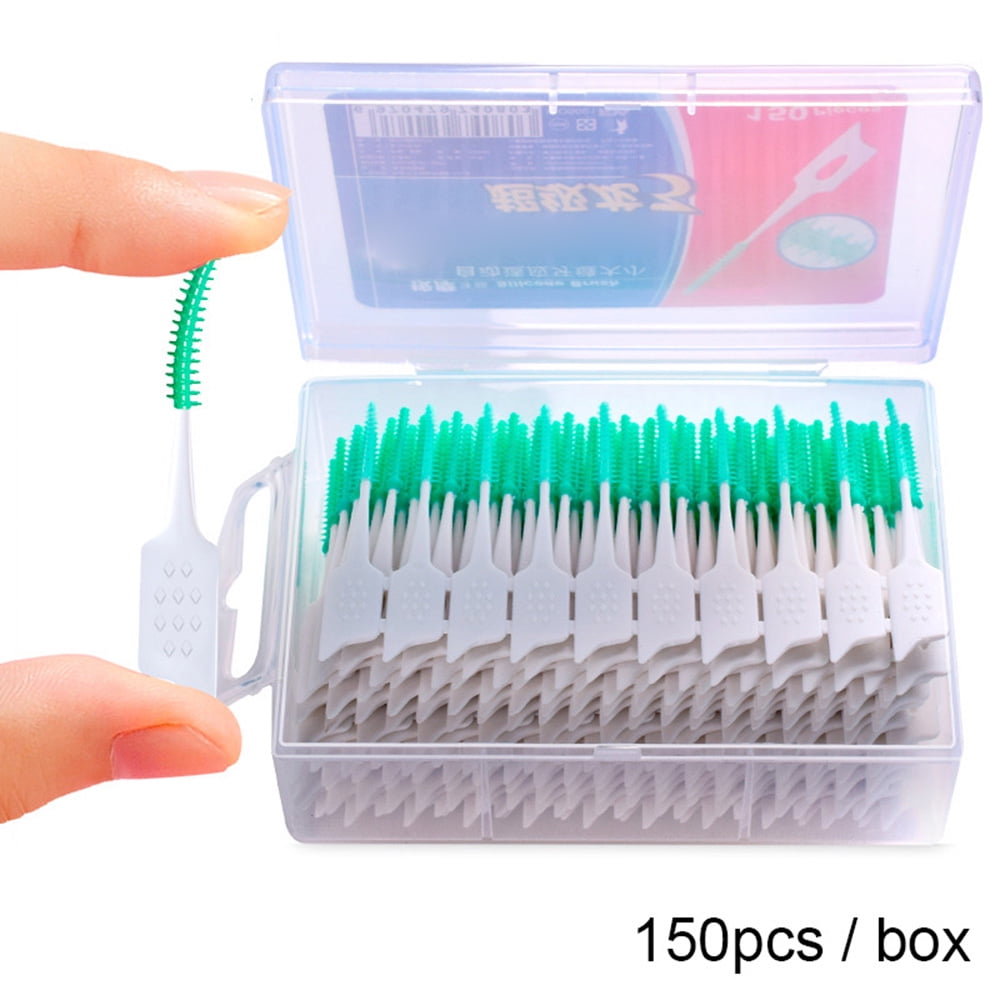 Ligghig 150Pcs/Box of Silicone Interdental Brush Oral Gap Brush Soft