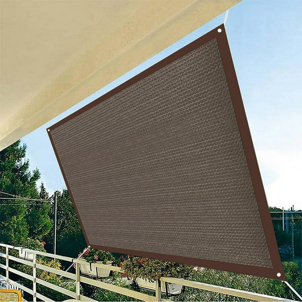 Vela rectangular con sombra solar para patio y piscina - Tela HDPE bloqueadora de UV al 95% - Toldo exterior color café