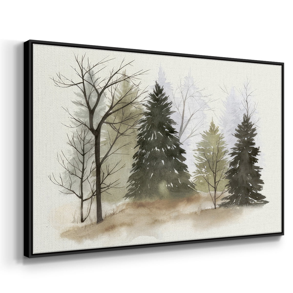 In the Mist II - Framed Gallery Wrapped Holiday Canvas - 17 x 25 - Black Frame