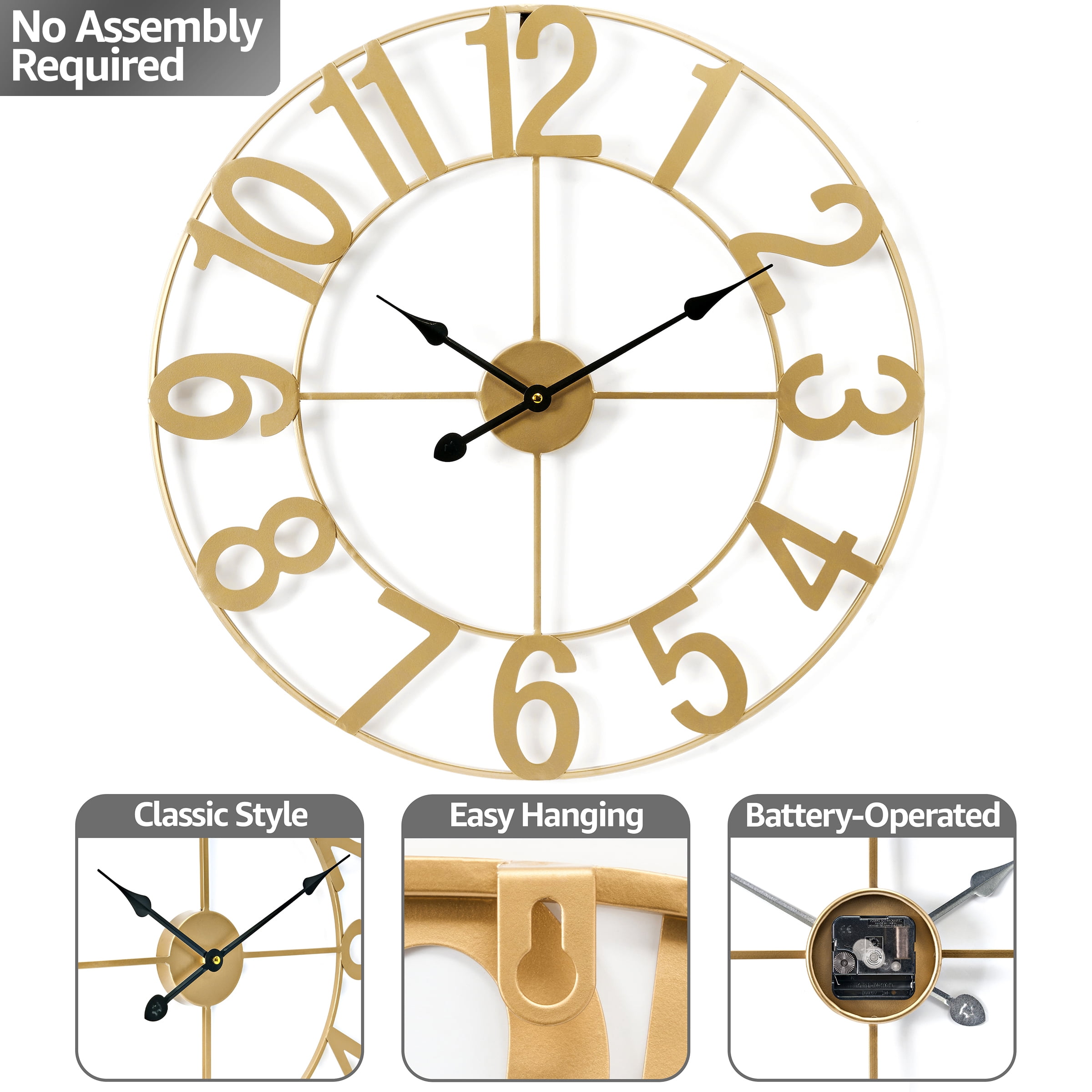 Sorbus 16" Quartz Classic Indoor Oversized Wall Clock, Easy Installation