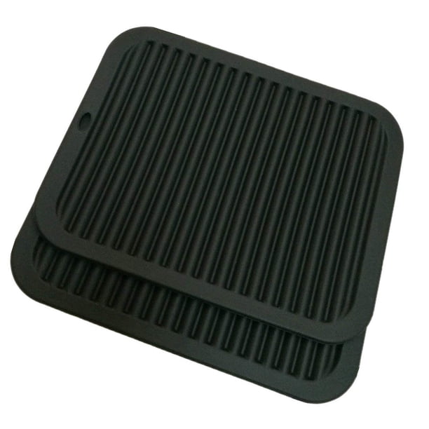 Salvamanteles de silicona de 9.0 x 12.0 in, grande, multiusos, para secado, resistente al agua, (juego de 2), antideslizante, flexible, duradero, apto para lavavajillas, color negro Xemadio SNFLD607