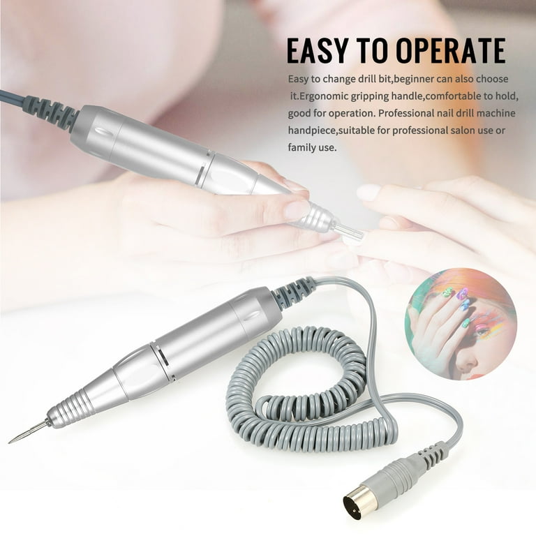 Professional Electric Nail Art Drill Pen Handle File Polish Grind Machine Handpiece Manicure Pedicure Tool Nail Art Accessories Black