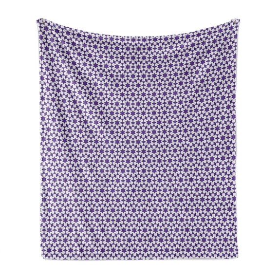 Art Deco Soft Flannel Fleece Throw Blanket, Vintage Design Inspired Modern Illustration of Stars and Shapes, Cozy Plush for Indoor and Outdoor Use, 50" x 70", Blue Violet Dark Violet, by Ambesonne