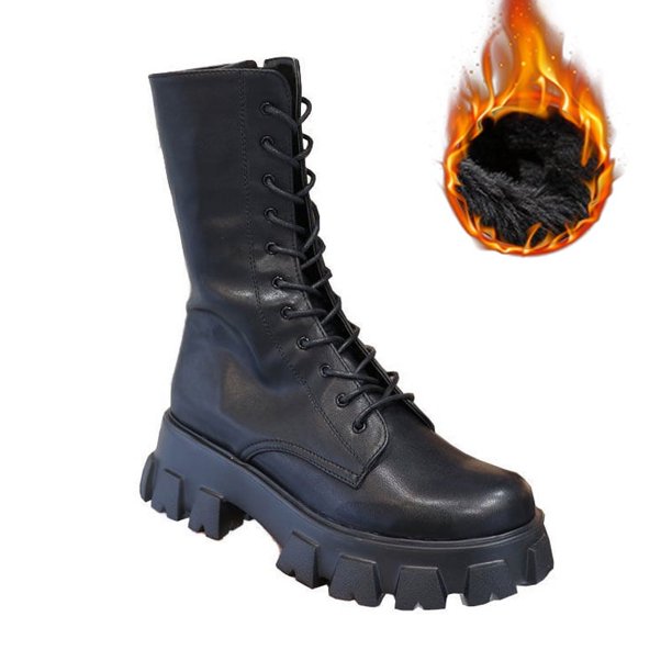 Botas de media caña con cordones y cremallera para Mujer, botines deportivos con tacón de plataforma, estilo Chelsea, a la moda, para otoño e invierno, novedad