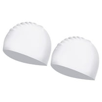 Uxcell Silicone Swim Cap, Waterproof Swimming Hat Non-Slip Adult Swim Cap for Women and Men, White 2 Pcs