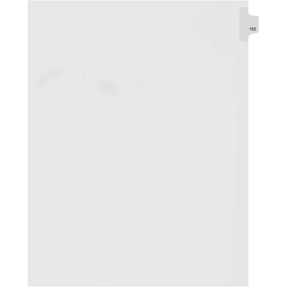 Kleer-Fax Format Lettre Numéroté Individuellement 1/25e Coupe Séparateurs d'Index à Onglets Latéraux, 25 Feuilles par Pack, Blanc, Numéro 152