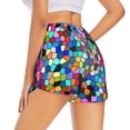 thumbnail image 2 of Uemuo Colorful Tie Dye Stained Glass 2 Pattern Women's Athletic Shorts High Waisted Running Shorts with Liner Pockets Gym Elastic Workout Shorts-XX-Large, 2 of 9