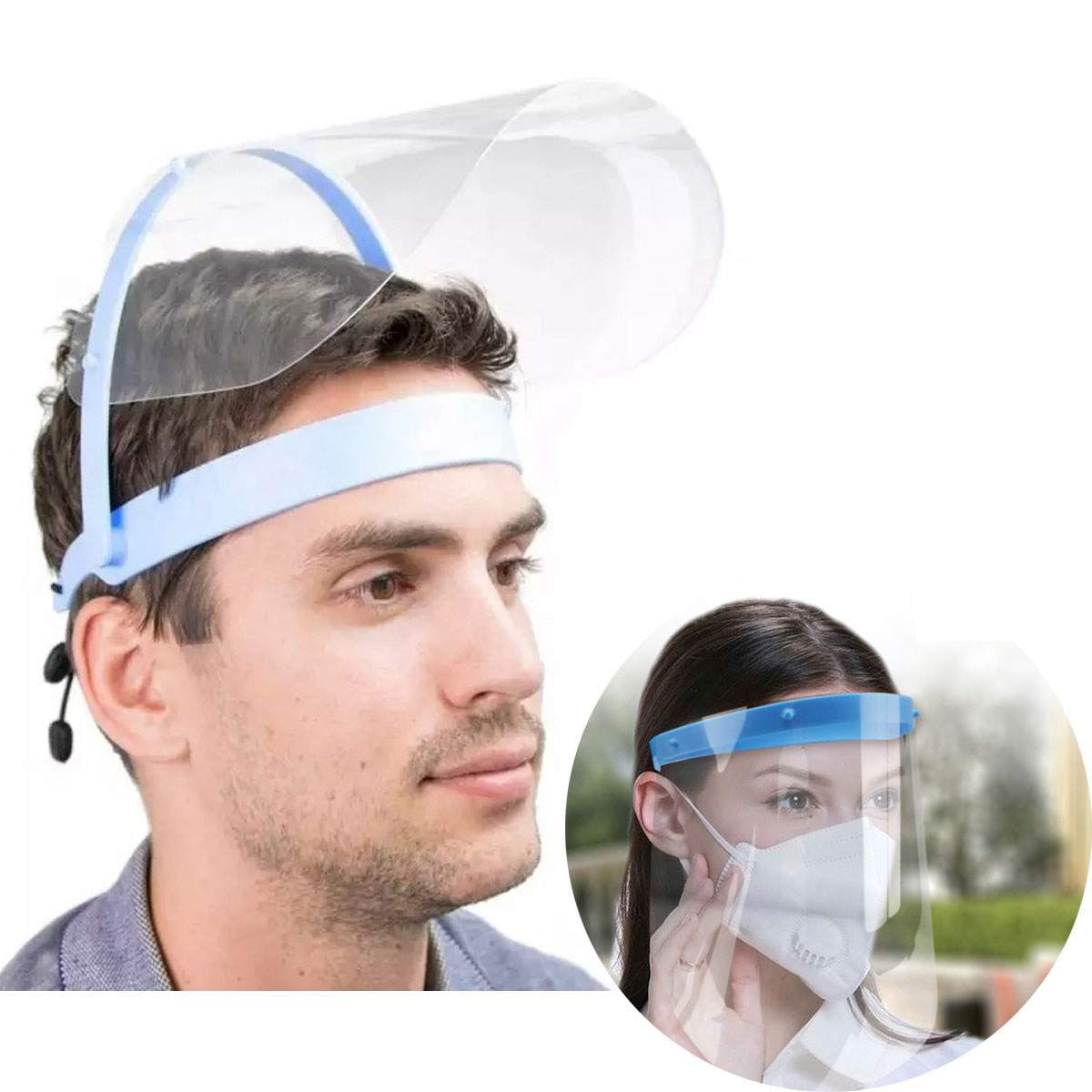Plastic Face Cover Transparent Visor with Flip-Up Elastic Band for Women and Men Face Shield with Flip-up Visor 5 Pack Face Shield 