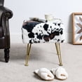 thumbnail image 6 of Home Soft Things Faux Fur Ottoman - Cows Flowers - Gold Leg - 17x17x17", 6 of 7