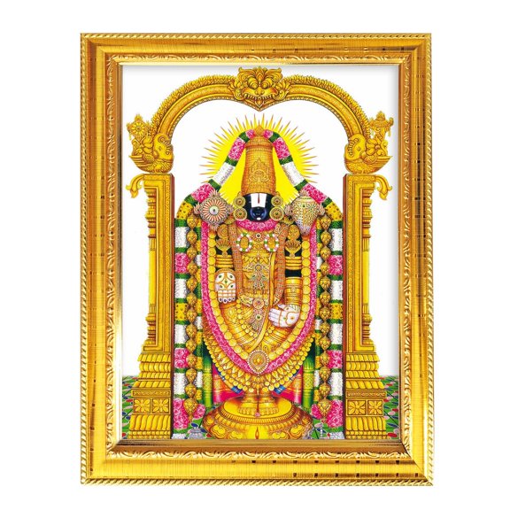 Lord Balaji Venkateswara Venkatachalapati Srinivasa God Spiritual Photo With Golden Frames 8.3X6.5"