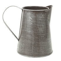 OUNONA Farmhouse Vase Vintage Iron Flower Pot Silver 1Pack