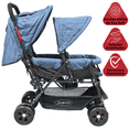 thumbnail image 2 of Carriola Doble para Bebés Gemelar Plegable con Asientos Reclinables Apta desde 0 Meses Soporta hasta 32 kg  - Azul, 2 of 7