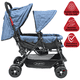 thumbnail image 2 of Carriola Doble para Bebés Gemelar Plegable con Asientos Reclinables Apta desde 0 Meses Soporta hasta 32 kg  - Azul, 2 of 7