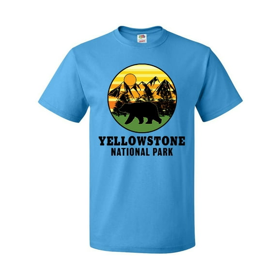Inktastic Yellowstone National Park with Bear Mountains and Trees Cricle T-Shirt