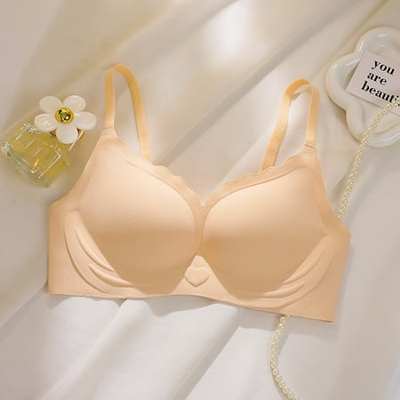 

TIANEK Wireless Bra for Ladies Fashion Plus Size Strap Sexy Breathable Push Up No Pad Full Cup Everyday Underwear Clearance