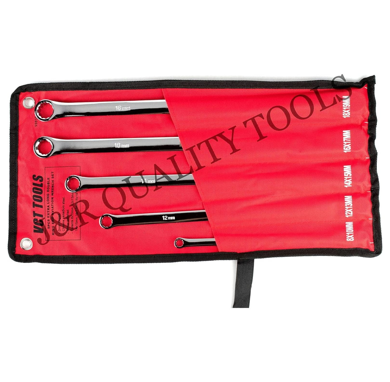 5pc Extra Long Double Box End Metric Vanadium Steel Wrench Set Tool