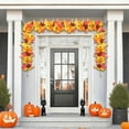 thumbnail image 4 of Fall Maple Leaf Garland - 68.9in Thanksgiving/Halloween Decor (Durable Plastic Rattan with Pumpkins), 4 of 6