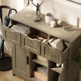 thumbnail image 4 of Gzxs Buffet Cabinet with 3 Drawers, 31.1" Coffee Bar Cabinet Farmhouse Kitchen Cupboard with 2 Doors, Adjustable Shelves and Open Storage, for Entryway Dining Room Living Room, Gray, 4 of 6