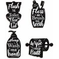 Bathroom Wall Decor Signs, Black and White Wooden Plaques, Funny Wash ...