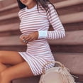 thumbnail image 2 of Henpk Summer Dresses for Women Striped T Shirt Dress Casual Midi Dress Short Sleeve Sundress with Pockets Sexy Fall Soft Badycon Long Sleeve Formal Stripe Splicing Printing Fall Maxi Dresses Pink XXL, 2 of 7