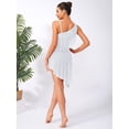 thumbnail image 6 of inlzdz Womens Latin Tango Dance Dress Asymmetrical Shoulder Tassel Ballroom Performance Bodysuit White L, 6 of 7