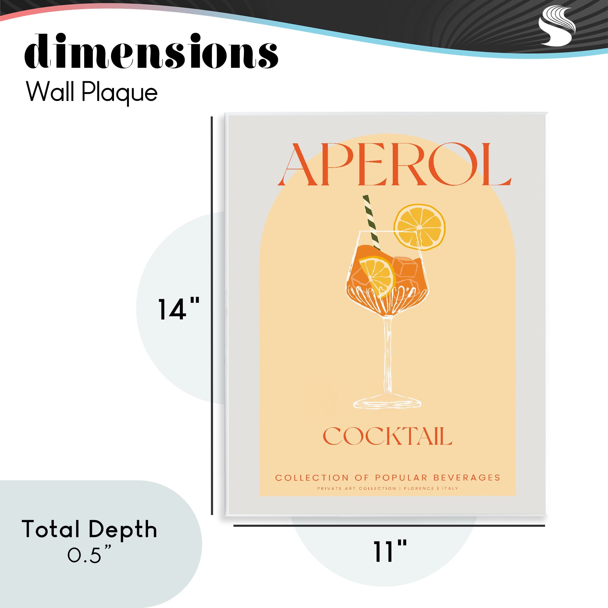 Stylish Retro Aperol Cocktail Wall Plaque Art, design by Lil' Rue