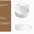 thumbnail image 2 of 14" Round Ceramic Vessel Sink - Milk White Above Counter Bathroom Sink, Modern Wave Design, Porcelain Art Basin for Vanity Cabinet, 2 of 7