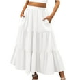 thumbnail image 1 of Robes Jupes Boho d'Été pour Femmes Taille Élastique Plissée Fluide avec Poches, 1 of 3