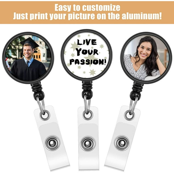 Cpdd Sublimation Retractable Badge Holder Custom Photo Badge Reel Blank Badge Alligator Clip For Name Card Supplies (12) 