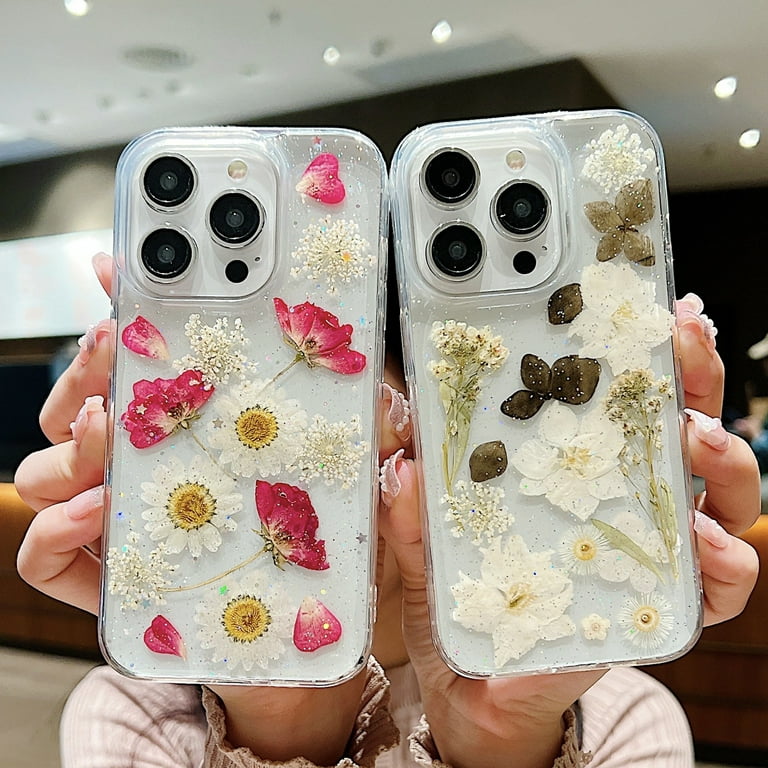 MZELQ Clear Flower Case For IPhone 16 Pro - Cute Floral TPU Protection Cover For Girls