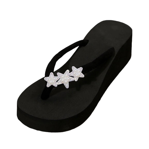 enyan Summer Slippers for Women Womens Arch Support Flip Flops Ladies Comfort Lightweight Soft Yoga Mat Cushion Walking Thong Sandals,Black,Size 8.5